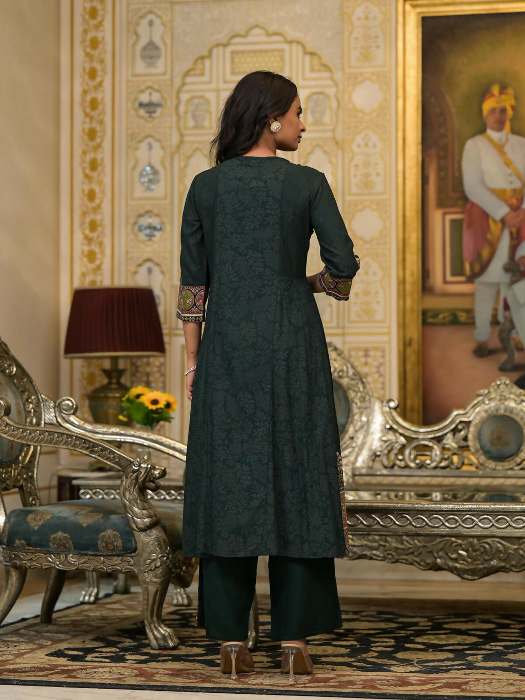 Juniper Women's Green Floral Printed Rayon Kurta Pant With Dupatta Set With Thread Work & Tassels | Grocsy