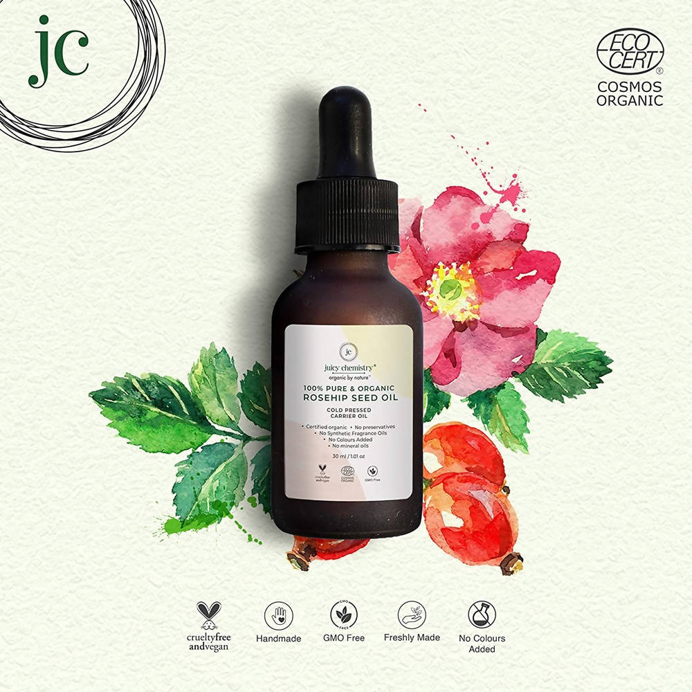 Juicy Chemistry Pure & Organic Rosehip Seed Oil For Cold Pressed Carrier Oil | Grocsy