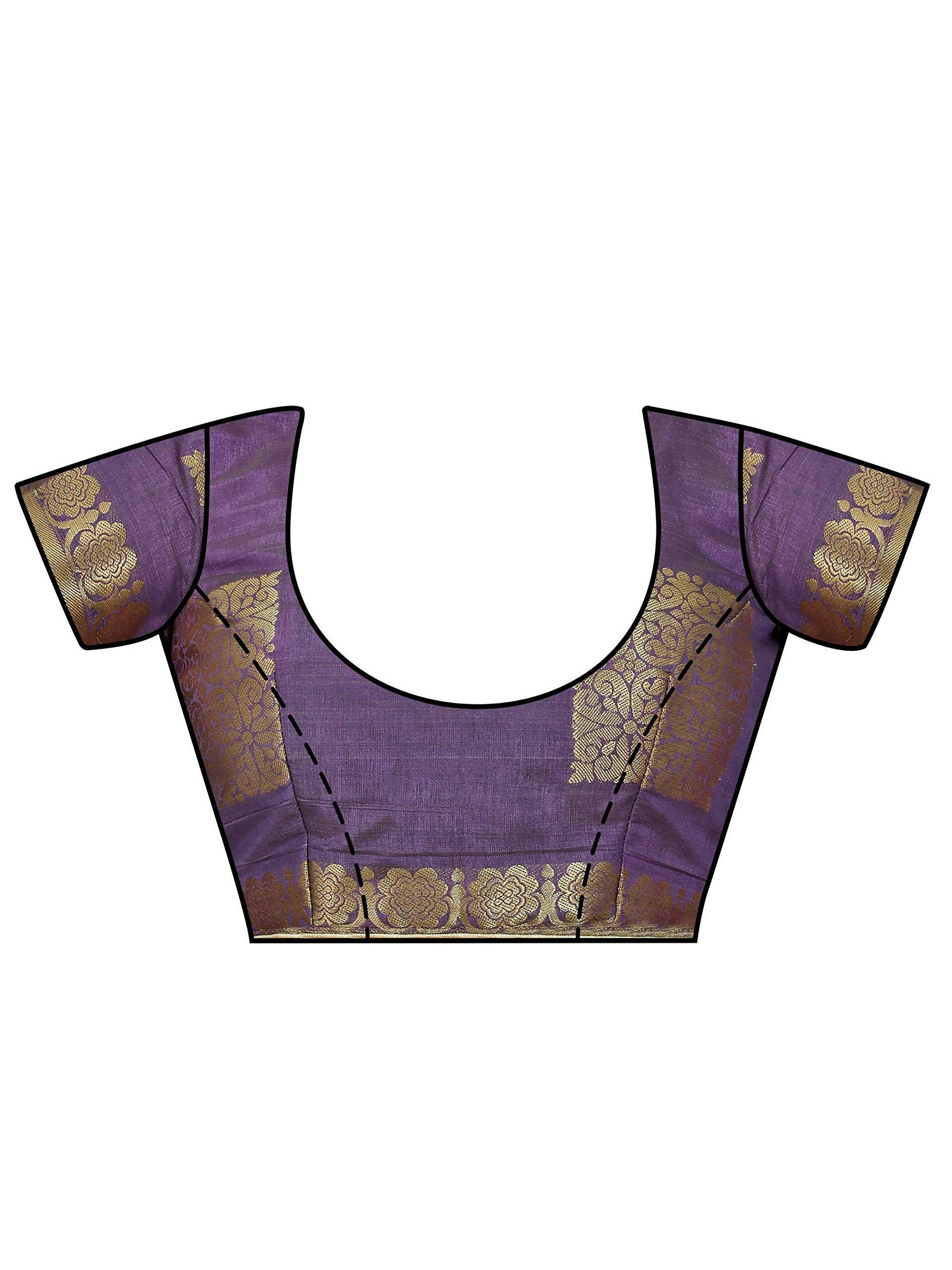 Mimosa Women's Kanchipuram Tussar Silk Purple Saree | Grocsy
