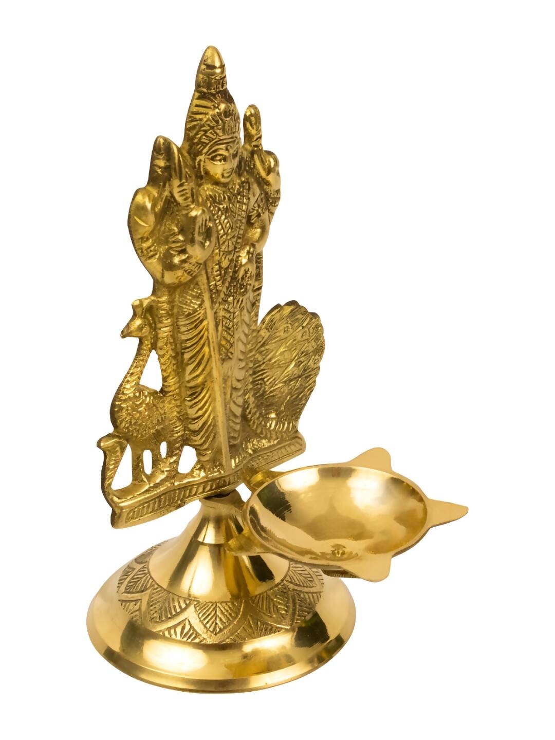 Spillbox Gold-Toned Brass Murugan Diya Pooja Essential | Grocsy
