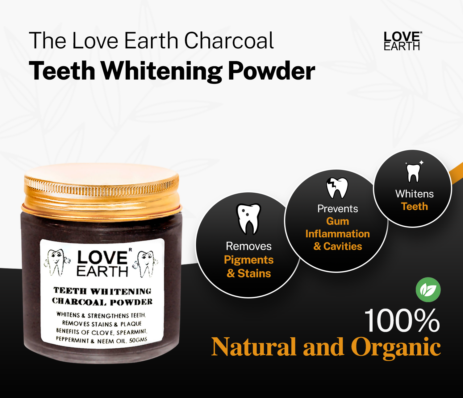 Love Earth Teeth Whitening Charcoal Powder | Grocsy