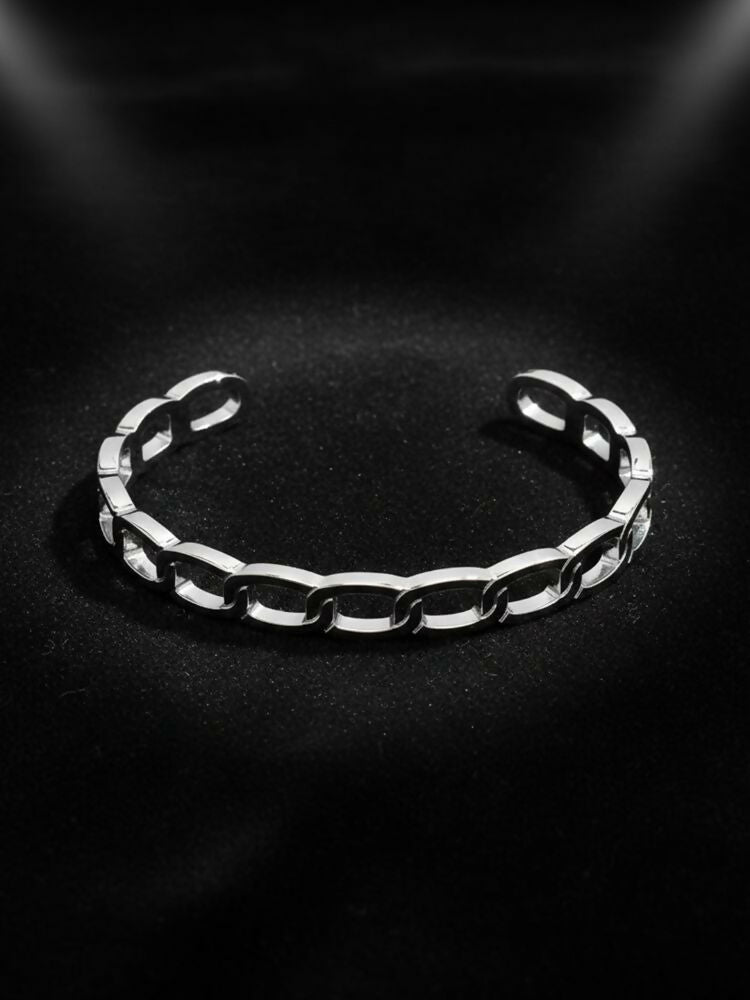 NVR Men's Silver Plated Cuff Bracelet | Grocsy