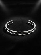 NVR Men's Silver Plated Cuff Bracelet | Grocsy