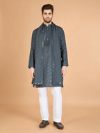 Vastranavya Grey Exclusive Festival Wear Viscose Silk Thread & Sequence Embroidered Work Kurta with Dupatta | Grocsy