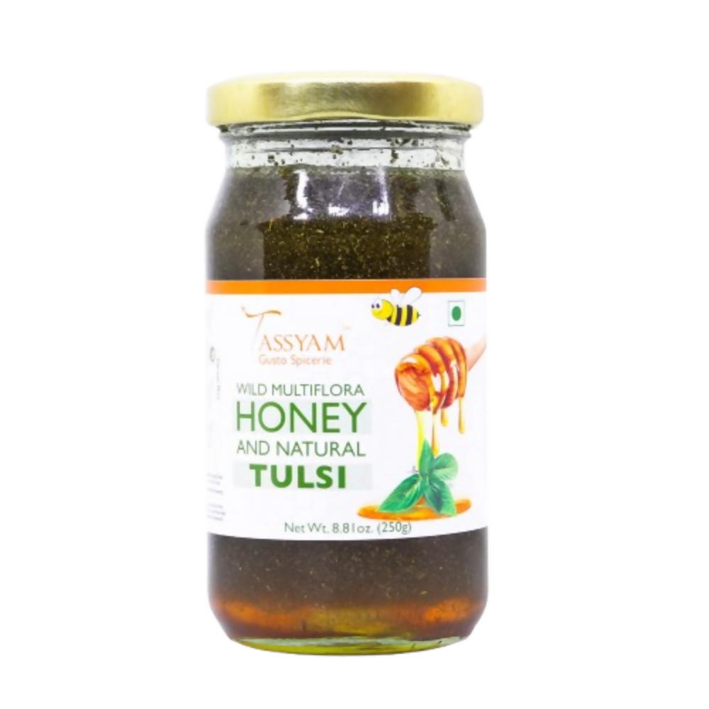 Tassyam Organics Wild Honey with Natural Dried Tulsi | Grocsy