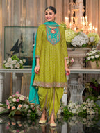Anaita Green Embroidered Silk Stitched Dhoti Suit | Grocsy