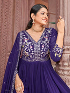 Joban Fashion Purple Readymade Kurta Set With Sequence embroidery Work | Grocsy