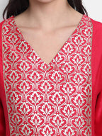Janasya Women Pink Kurti with Trousers & Dupatta | Grocsy