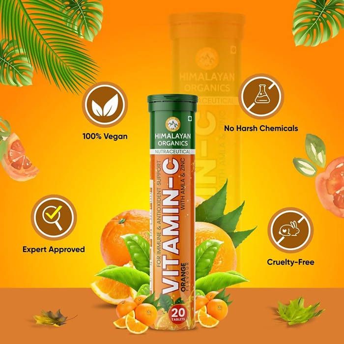 Himalayan Organics Vitamin-C Orange Flavour With Amla & Zinc Tablets | Grocsy