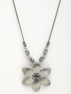 NVR Women's Silver-Toned Floral Shape Pendant with Chain | Grocsy