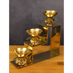 Spillbox Gold-Tone Brass 3 Step Diya | Grocsy