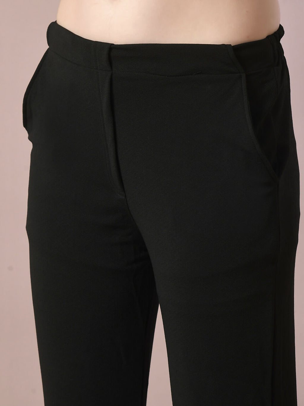 Myshka Women'sBlack Solid Party Straight Trousers | Grocsy