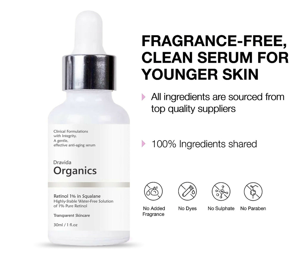 Dravida Organics 1% Retinol Face Serum | Grocsy