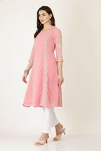 Joban Fashion Pink Georgette Kurta Set | Grocsy