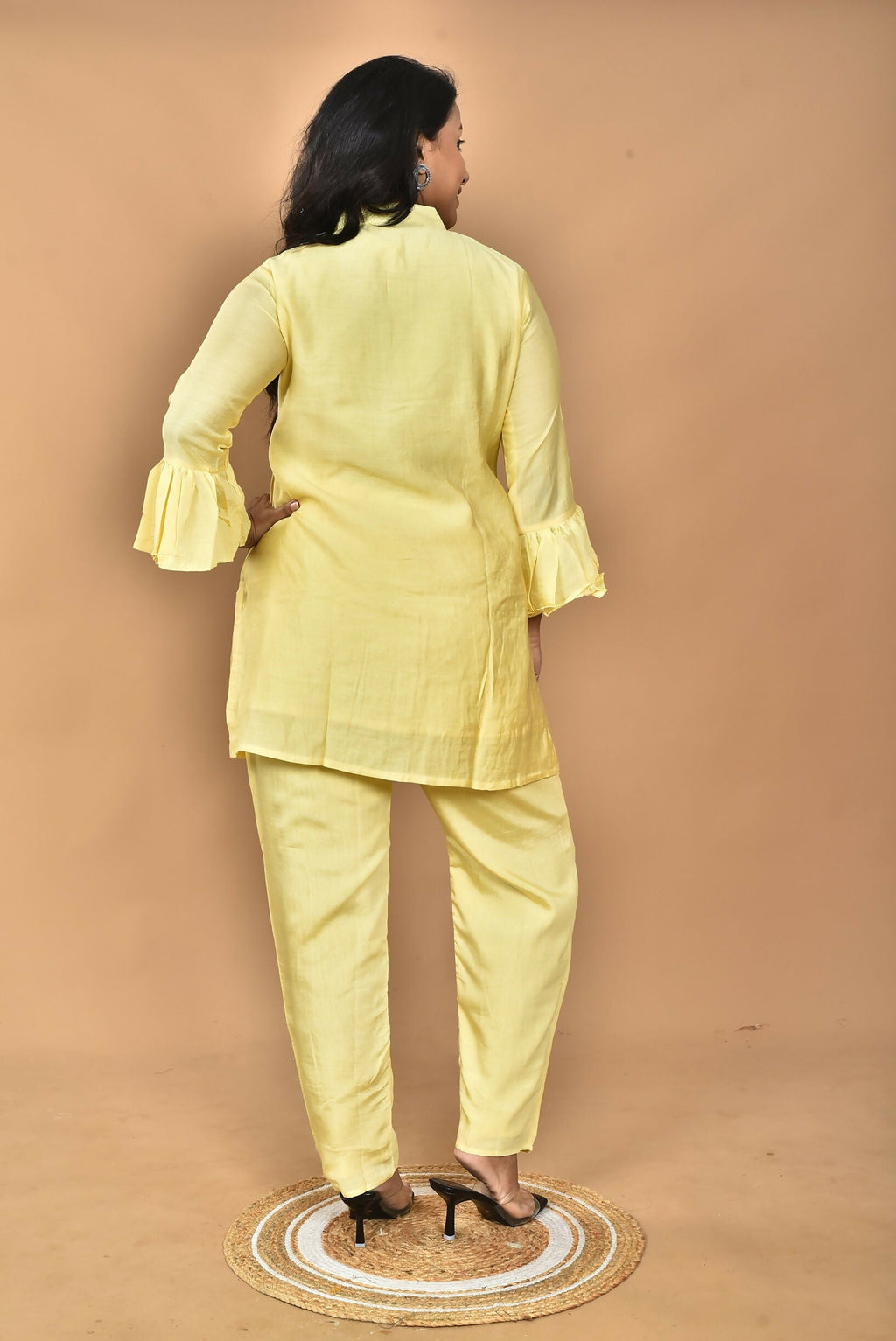 Morchari Women Hand Embroidery Co-Ords-Yellow | Grocsy