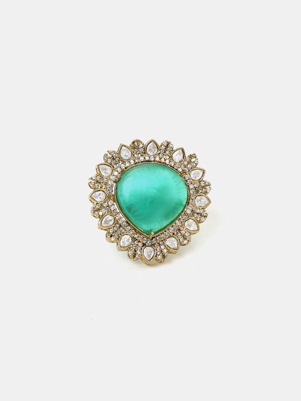 Ruby Raang Teardrop Green Stone Ring | Grocsy