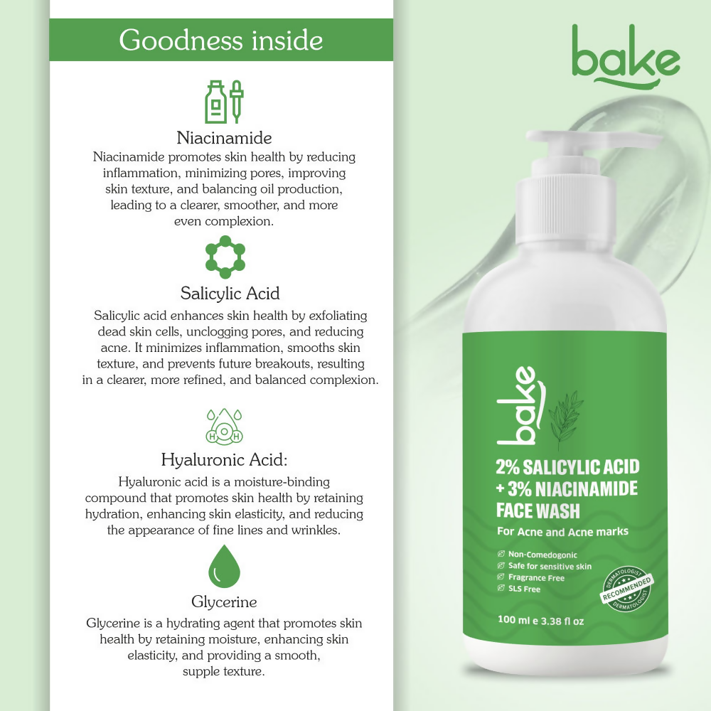 Bake 2% Salicylic Acid & 3% Niacinamide Face Wash | Grocsy