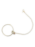 Gold-Polished White Kundan Studded Nose Pin With Beaded Extension - Ruby Raang | Grocsy