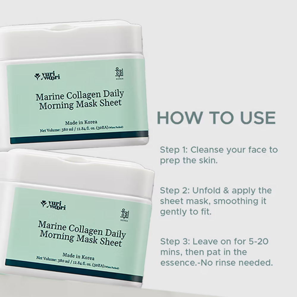 Yuri Woori Marine Collagen Daily Morning Sheet Mask | Grocsy