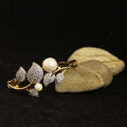 Priyaasi Women Gold-Polished American Diamond and Pearls Studded Bracelet in Floral Pattern - Noz2Toz