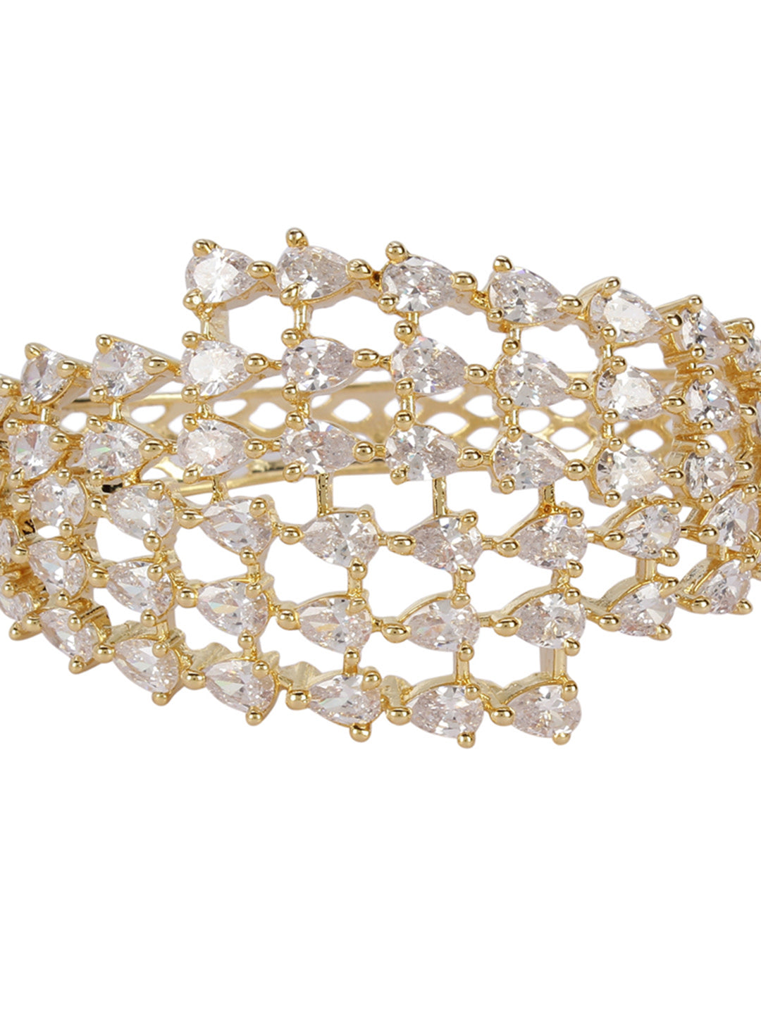 Priyaasi Women Gold-Polished American Diamond Studded Kada Bracelet - Swadesiicart
