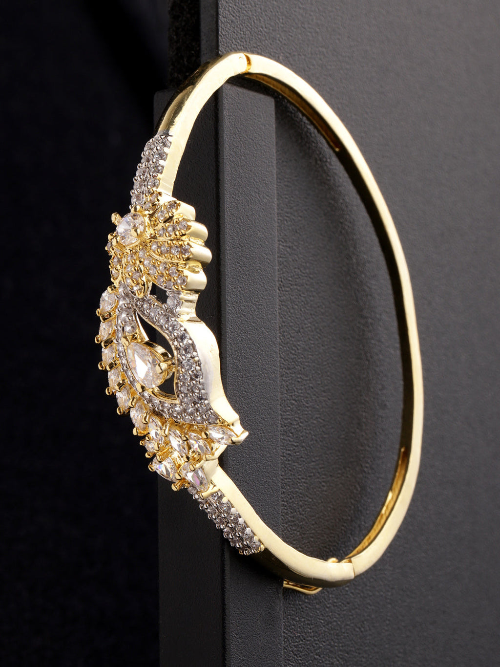 Priyaasi Women Gold-Polished American Diamond Studded, Peacock Inspired Bracelet - Noz2Toz