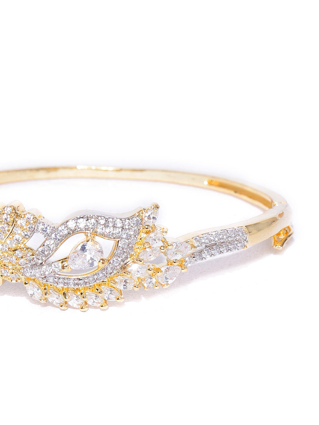 Priyaasi Women Gold-Polished American Diamond Studded, Peacock Inspired Bracelet - Swadesiicart