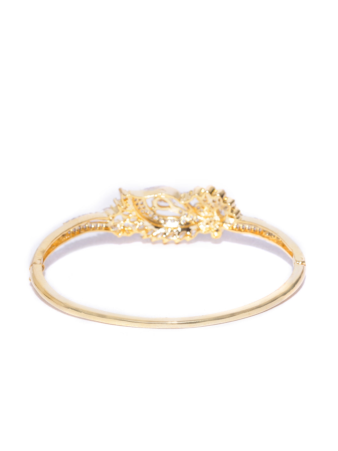 Priyaasi Women Gold-Polished American Diamond Studded, Peacock Inspired Bracelet - Swadesiicart