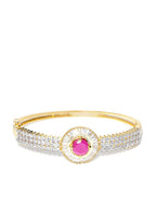 Priyaasi Women Gold-Polished American Diamond and Ruby Studded Bracelet in Pink Color - Swadesiicart