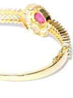 Priyaasi Women Gold-Polished American Diamond and Ruby Studded Bracelet in Pink Color - Swadesiicart