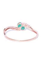 Priyaasi Women Rose Gold-Polished American Diamond and Emerald Studded Bracelet in Green Color - Swadesiicart