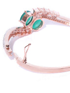 Priyaasi Women Rose Gold-Polished American Diamond and Emerald Studded Bracelet in Green Color - Swadesiicart