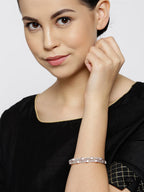 Priyaasi Women Rose Gold-Polished American Diamond Studded Bracelet in Square Shape - Swadesiicart