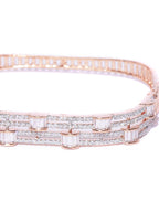 Priyaasi Women Rose Gold-Polished American Diamond Studded Bracelet in Square Shape - Swadesiicart