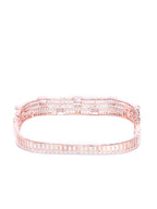 Priyaasi Women Rose Gold-Polished American Diamond Studded Bracelet in Square Shape - Swadesiicart