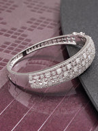 Priyaasi Women Silver-Plated American Diamond Kada Bracelet - Swadesiicart