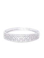 Priyaasi Women Silver-Plated American Diamond Kada Bracelet - Swadesiicart