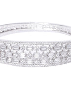 Priyaasi Women Silver-Plated American Diamond Kada Bracelet - Swadesiicart