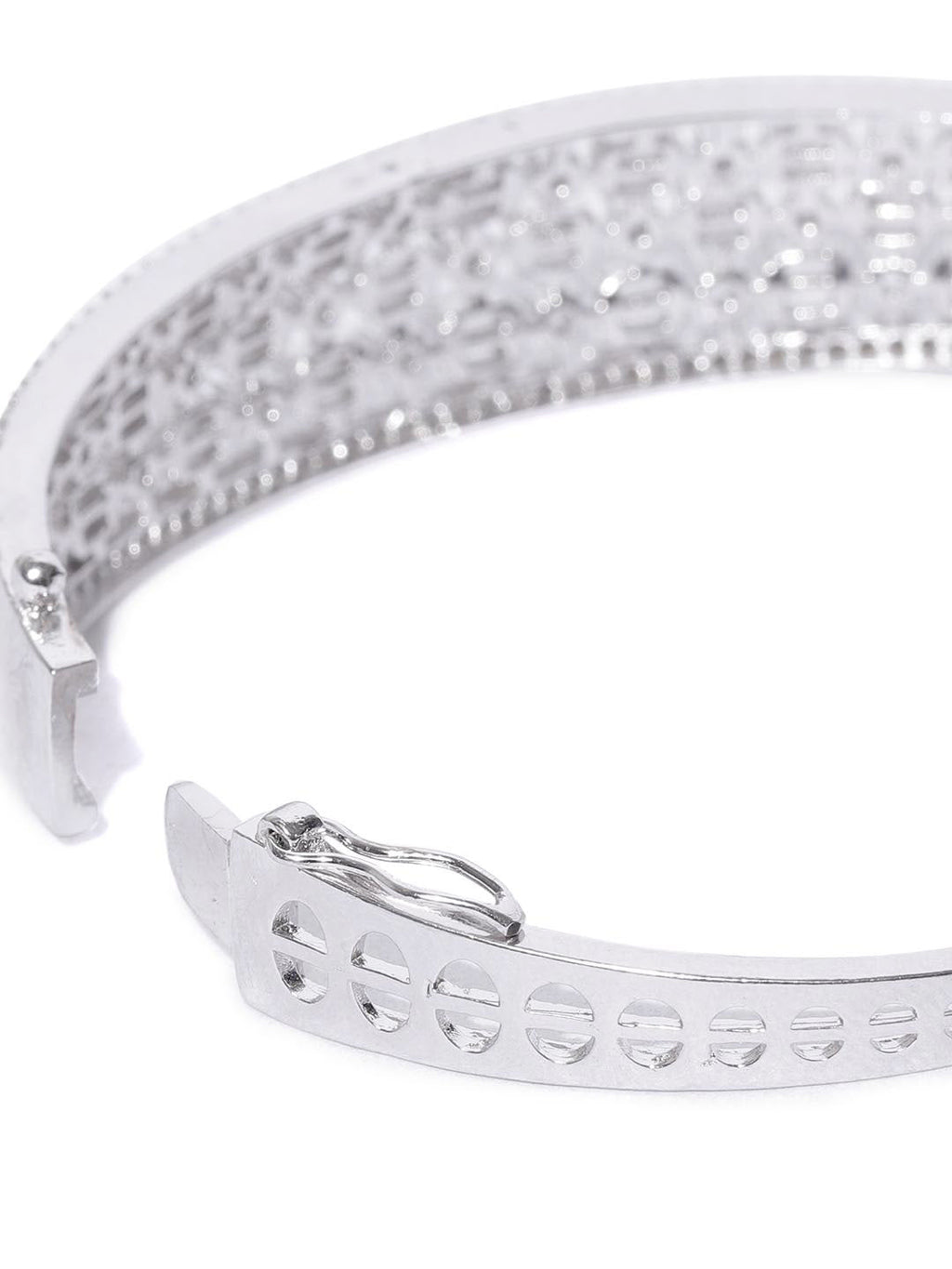 Priyaasi Women Silver-Plated American Diamond Kada Bracelet - Noz2Toz