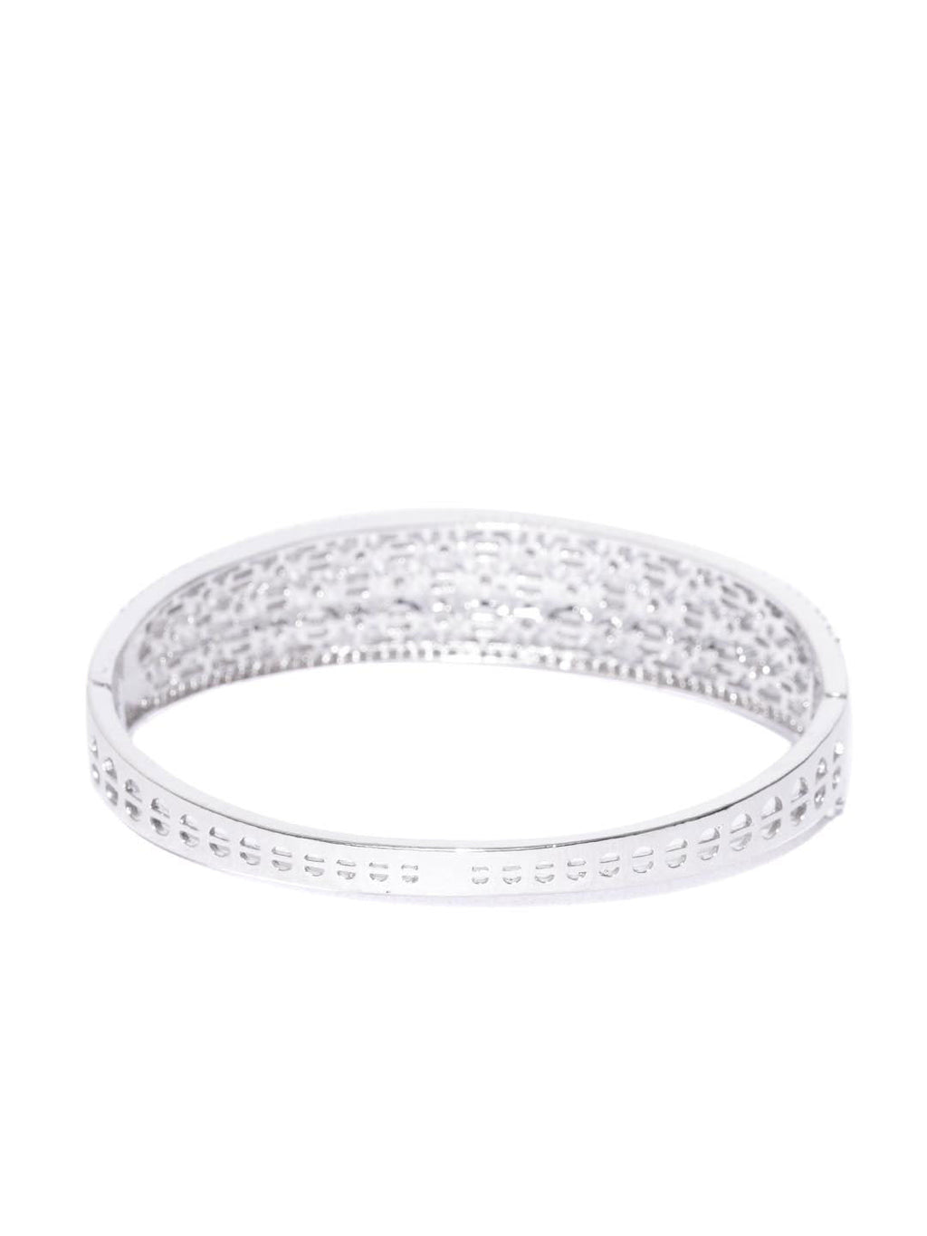 Priyaasi Women Silver-Plated American Diamond Kada Bracelet - Swadesiicart