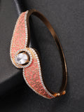 Priyaasi Women Gold-Polished American Diamond Studded, Meenakari Bracelet in Peach Color - Noz2Toz