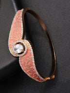 Priyaasi Women Gold-Polished American Diamond Studded, Meenakari Bracelet in Peach Color - Noz2Toz