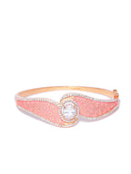 Priyaasi Women Gold-Polished American Diamond Studded, Meenakari Bracelet in Peach Color - Swadesiicart