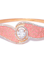 Priyaasi Women Gold-Polished American Diamond Studded, Meenakari Bracelet in Peach Color - Swadesiicart
