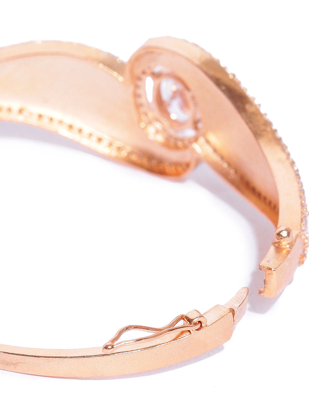 Priyaasi Women Gold-Polished American Diamond Studded, Meenakari Bracelet in Peach Color - Swadesiicart