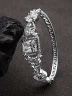 Priyaasi Women Silver-Plated and American Diamond Studded Bracelet in Floral Pattern - Noz2Toz