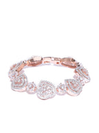 Priyaasi Women Rose Gold-Polished American Diamond Studded Link Bracelet in Heart Pattern - Swadesiicart