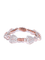 Priyaasi Women Rose Gold-Polished American Diamond Studded Link Bracelet in Heart Pattern - Swadesiicart