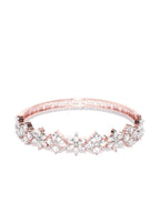 Priyaasi Women Rose Gold-Polished American Diamond Bracelet in Floral Pattern - Swadesiicart