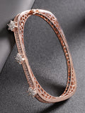 Priyaasi Women Rose Gold-Polished American Diamond Studded, Floral Patterned Bracelet in Square Shape - Noz2Toz